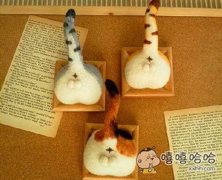用羊毛毡做出可爱猫咪屁股与尾巴