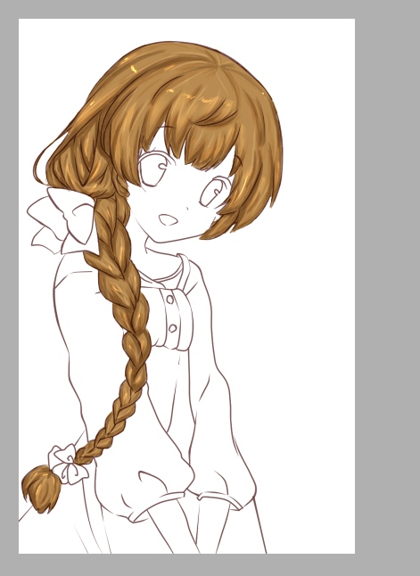 【安颖】呼啦啦辫子姑娘SAI上色过程☆
