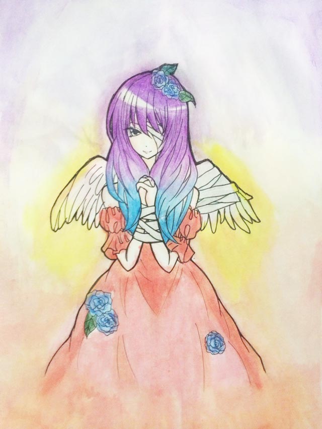 龙王夏弥奥比岛板绘秀作品--受伤的天使