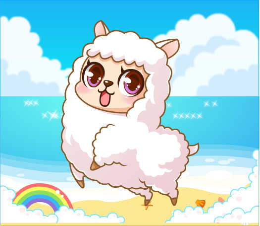 走在沙滩上的小羊